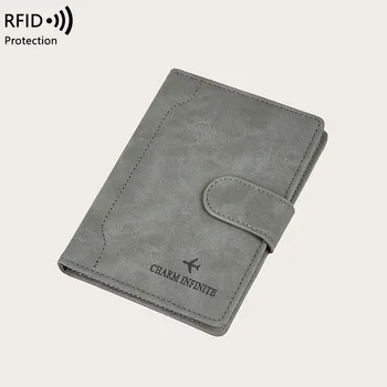 Чантата за паспорт със защита от кражба на RFID, богат на функции папка за документи за самоличност, пътна чанта унисекс, държач за документи, удобен чантата си за билети
