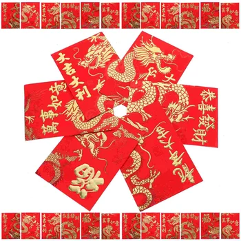 Червени Пликове с Няколко каскади Годината на Дракона Късмет Парични Пликове Китайската Нова Година Червени Пликове Хартиени Червени Пакети (Смесен Стил)