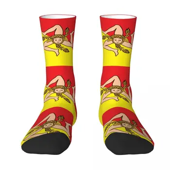 Чорапи контрастен цвят на Сицилиански хартата, Полева опаковка Еластични Чорапи С Хумористична графика, Чорапи от регионите на Италия най-високо качество