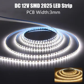 Широчина на светодиодна лента 3 мм DC 12V Super Brighter SMD 2025 168 светодиода/m, Гъвкава лента, led лампи, рекламно осветление, 5 м