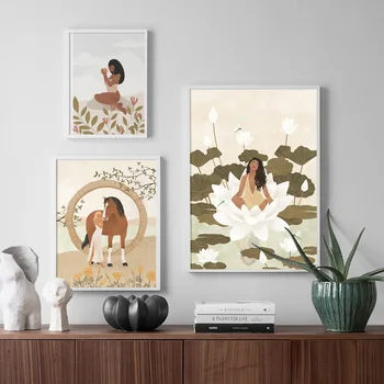 Потребителски Тропическа момиче, Лунен цвете, Джъмбо, Плакати на скандинавскую тема и щампи, монтиране на изкуството, платно картина за хола
